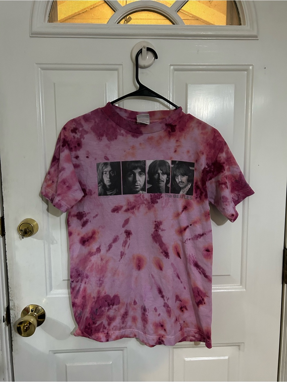 The Beatles Pink Tie-Dye Band Photo Graphic Tee